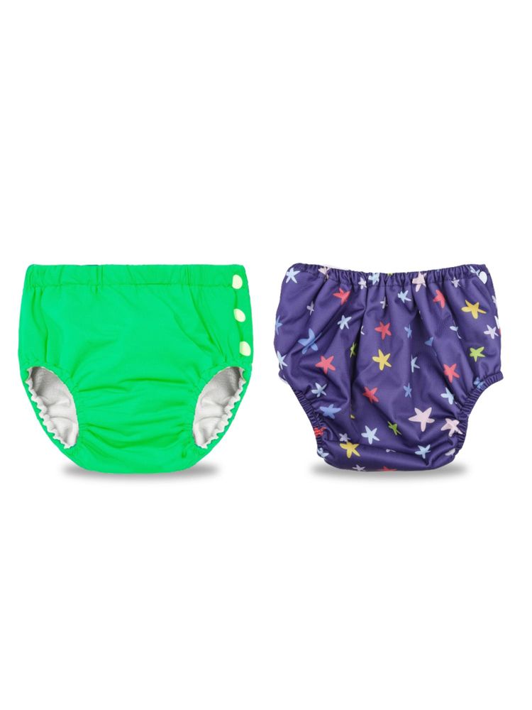 Chinmay Kids Green-Blue Reusable Swimwear Diaper for Unisex (Set of 2)