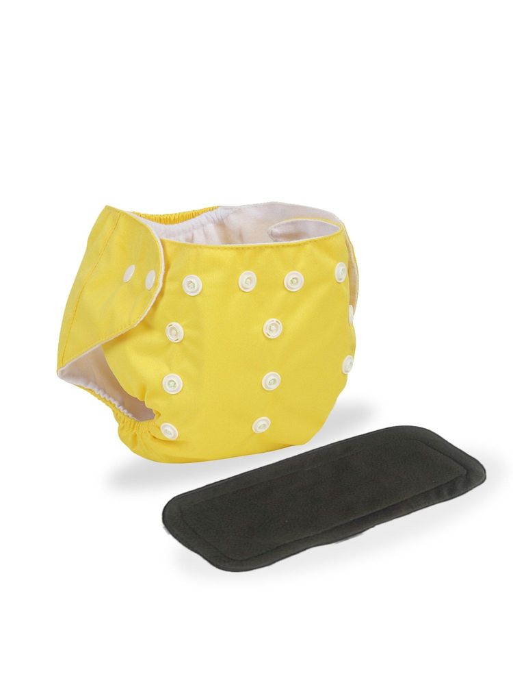 Chinmay Kids Yellow Plain Diapers with White Inserts Adjustable Baby Cloth-image-35