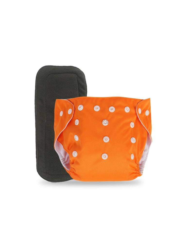 Chinmay Kids Orange Plain Diapers with Black Inserts Adjustable Baby Cloth