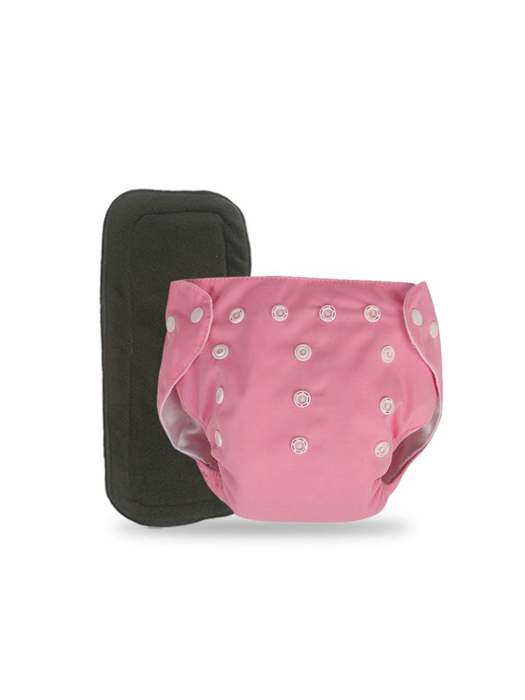 Chinmay Kids Pink Plain Diapers with Black Inserts Adjustable Baby Cloth-image-3