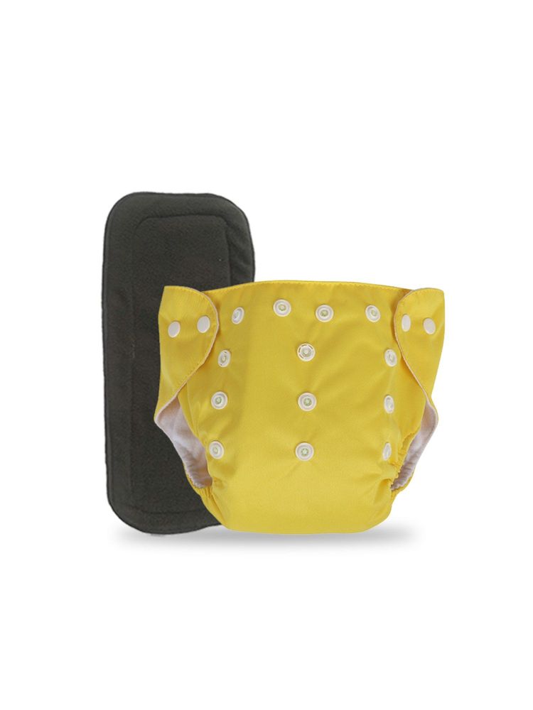 Chinmay Kids Yellow Plain Diapers with Black Inserts Adjustable Baby Cloth-image-21