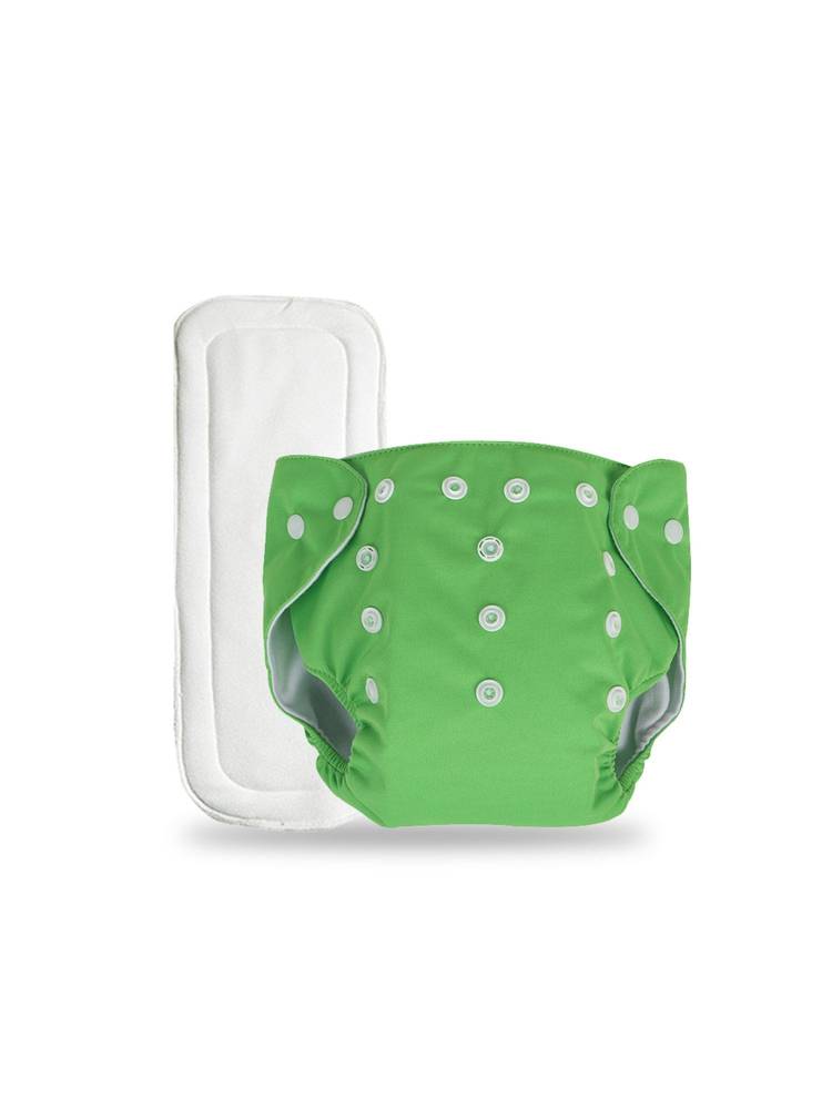 Chinmay Kids Green Plain Diapers with White Inserts Adjustable Baby Cloth