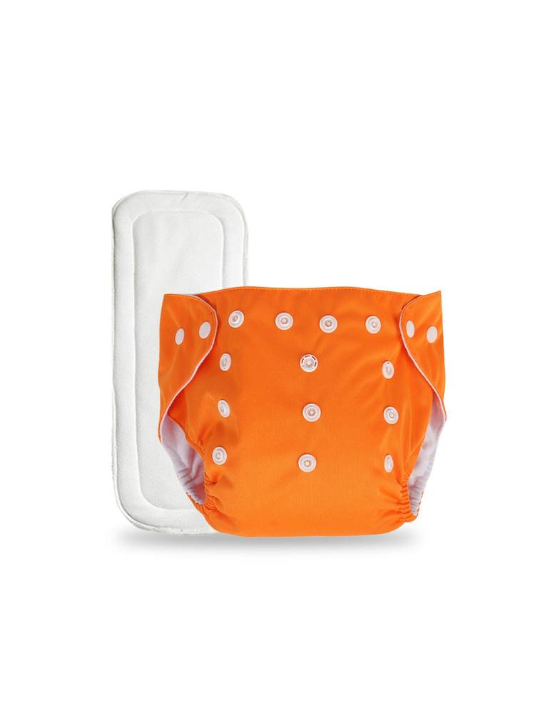 Chinmay Kids Orange Plain Diapers with White Inserts Adjustable Baby Cloth