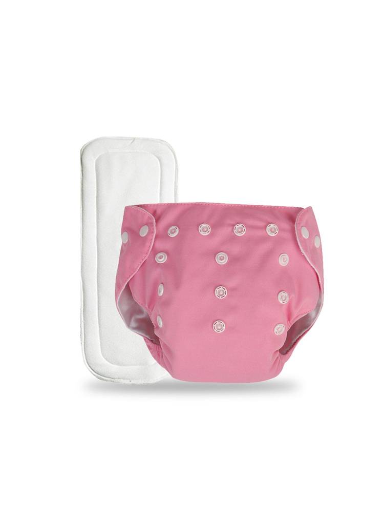 Chinmay Kids Pink Plain Diapers with White Inserts Adjustable Baby Cloth