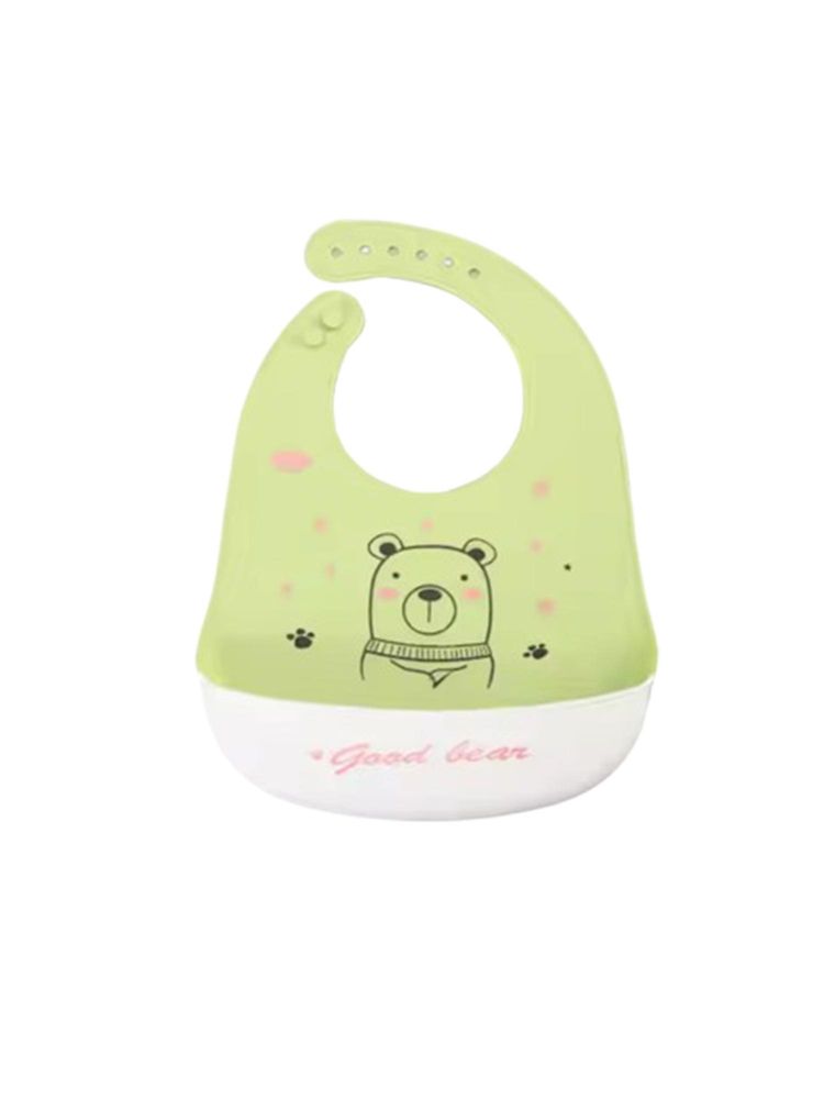 Chinmay Kids Light Weight, Waterproof, Easy-Wipe Unisex Silicone Baby Bib Green
