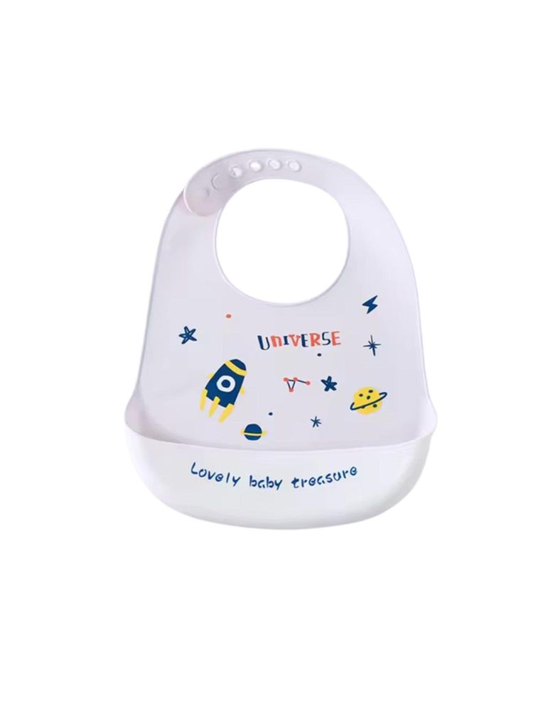Chinmay Kids Light Weight, Waterproof, Easy-Wipe Unisex Silicone Baby Bib White