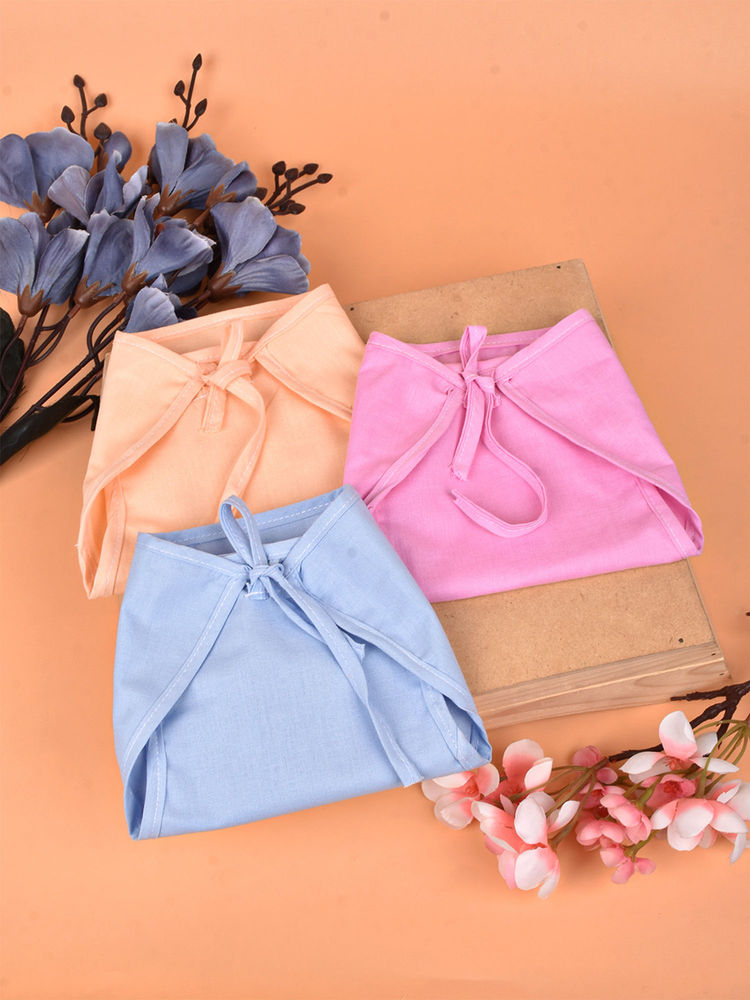 Moms Home Multi-Color Cotton Double Layered Cloth Langot (Pack of 3)