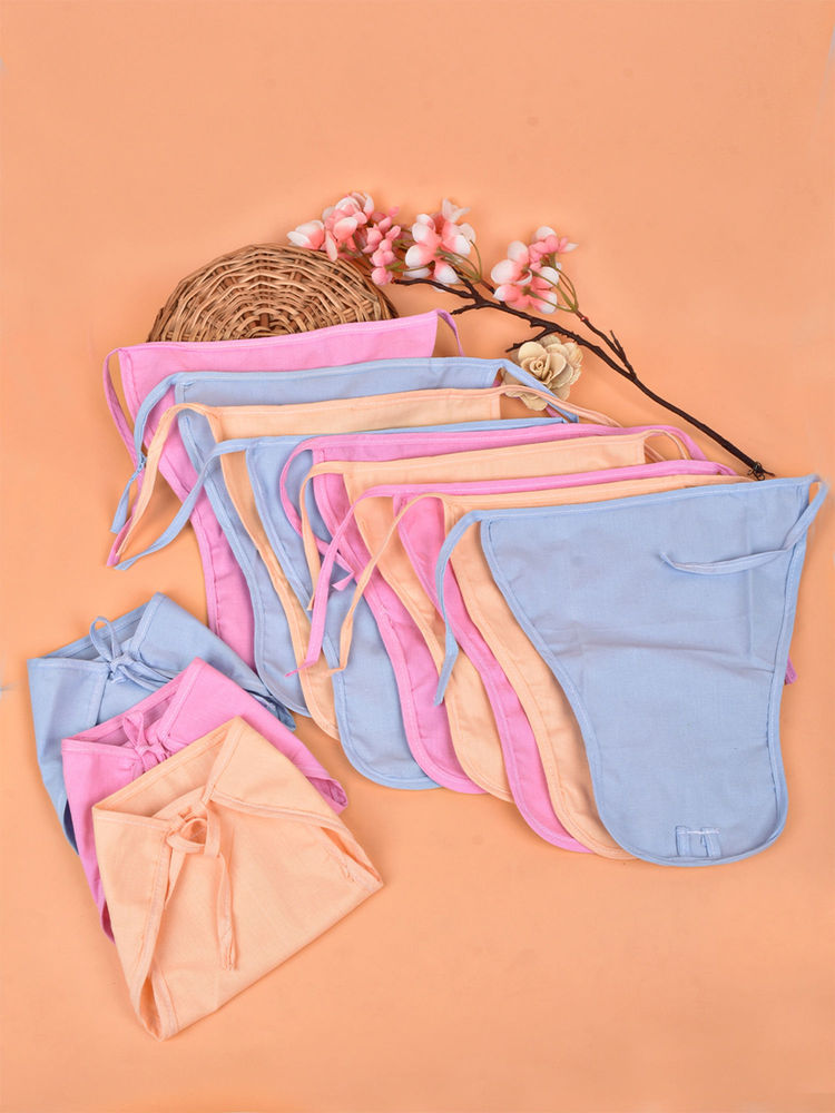 Moms Home Multi-Color Cotton Double Layered Cloth Langot (Pack of 12) (Pack of 12)