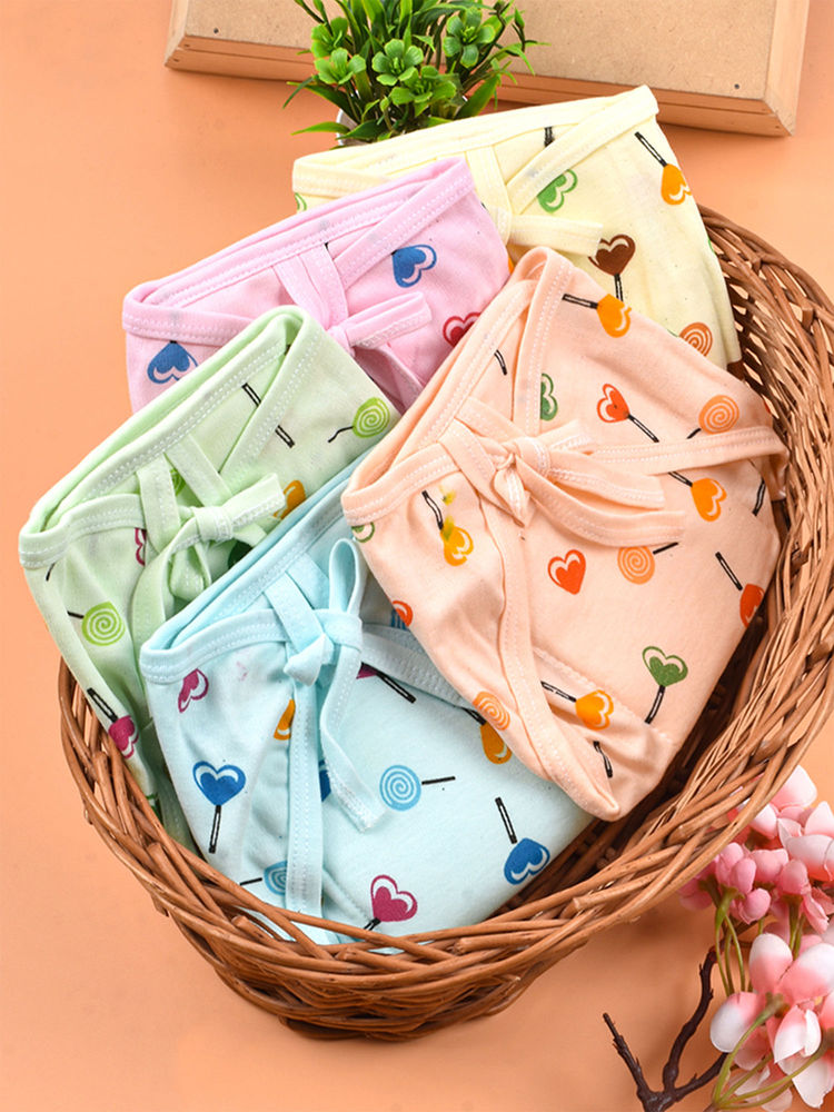 Moms Home Multi-Color Printed Cotton Cushioned Nappies (Pack of 5) (Pack of 5)