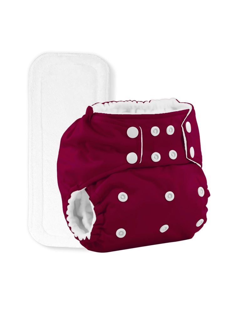Moms Home Reusable Cotton Pocket Diapers with Inserts Maroon