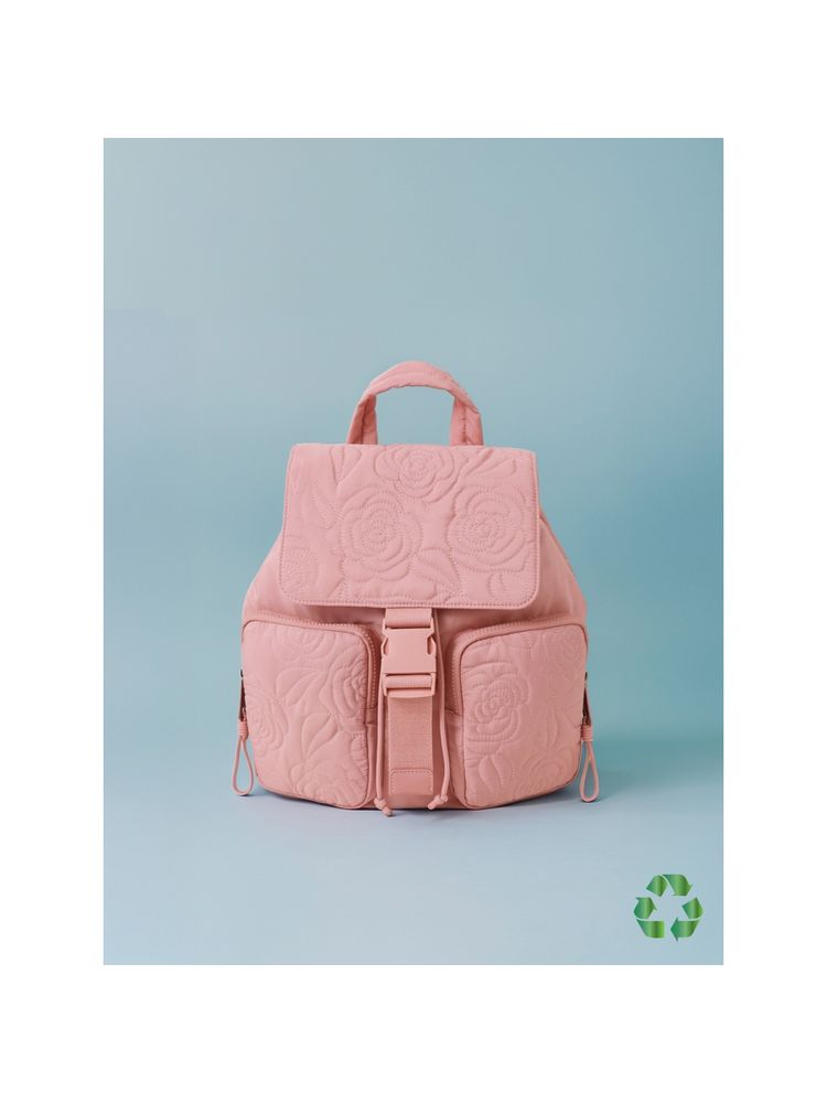 Accessorize London Women's Pink Recycled Polyester Floral Quilted Backpack-picture-21