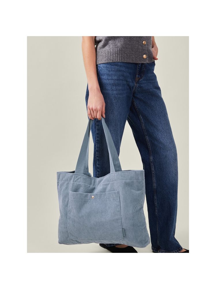 Accessorize London Women's Blue Corduroy Shopper Tote Bag-image-47