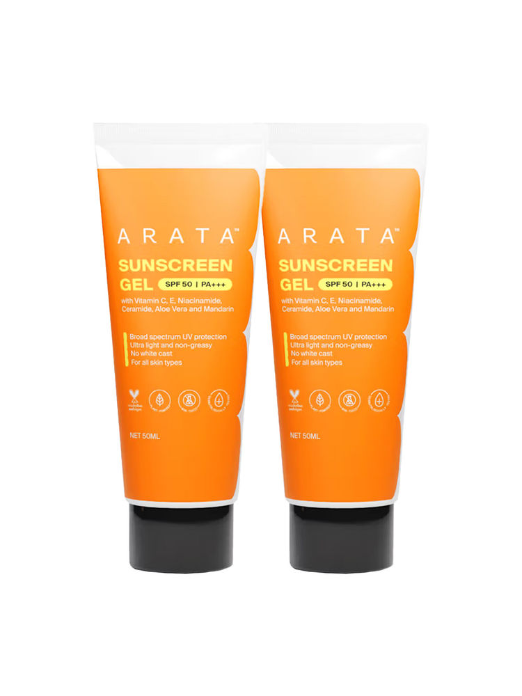 Arata Sunscreen SPF 50+ PA+++ Sunscreen Gel - Pack Of 2-image-3