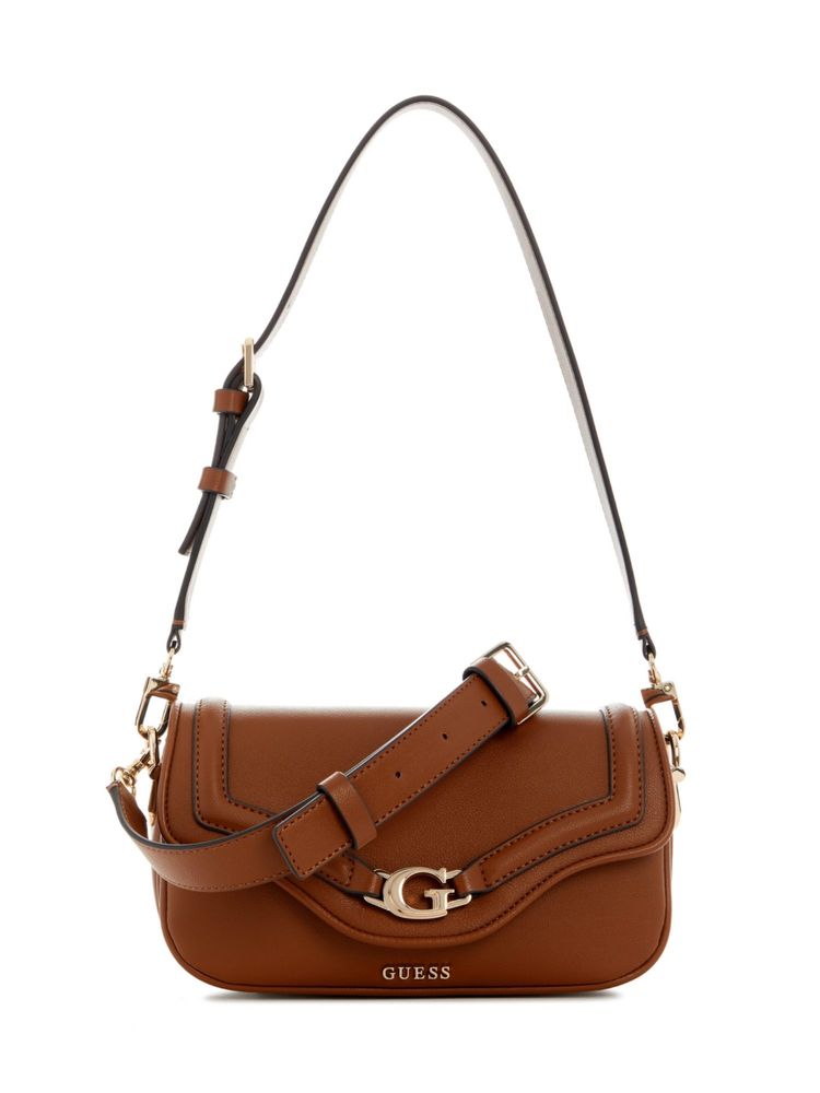 guess fashion Guess Cognac Solid Dea Flap Handbag with Detachable Strap-picture-15