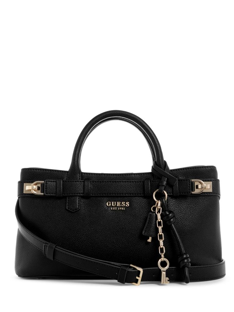 guess fashion Guess Black Solid Gregoria Girlfriend Satchel Bag with Detachable Strap-picture-34