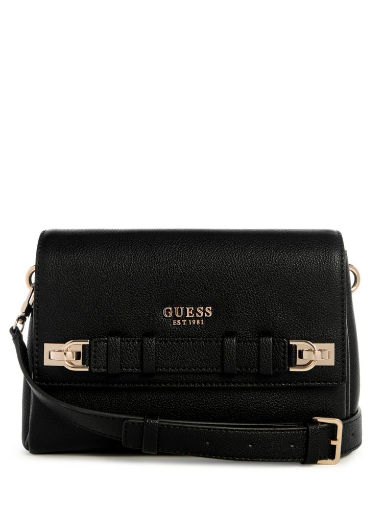guess fashion Guess Black Textured Gregoria Flap Crossbody Sling Bag with Detachable Strap-picture-13