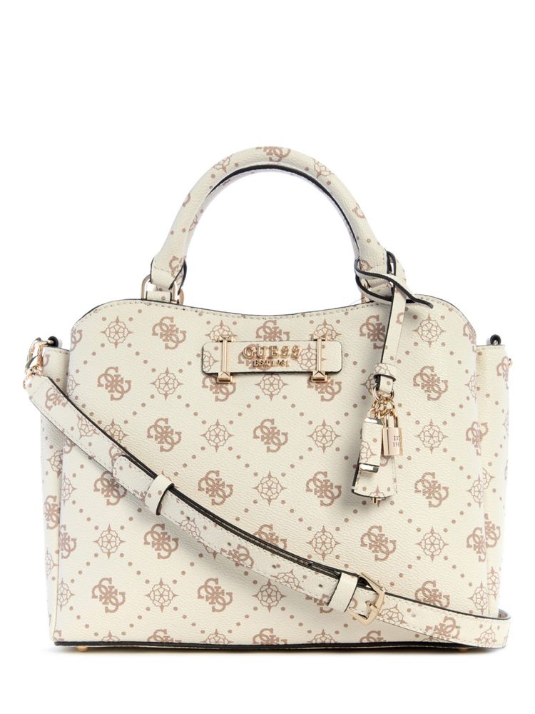 guess fashion Guess Vanilla Logo Printed Silia Girlfriend Satchel Bag with Detachable Strap-picture-11