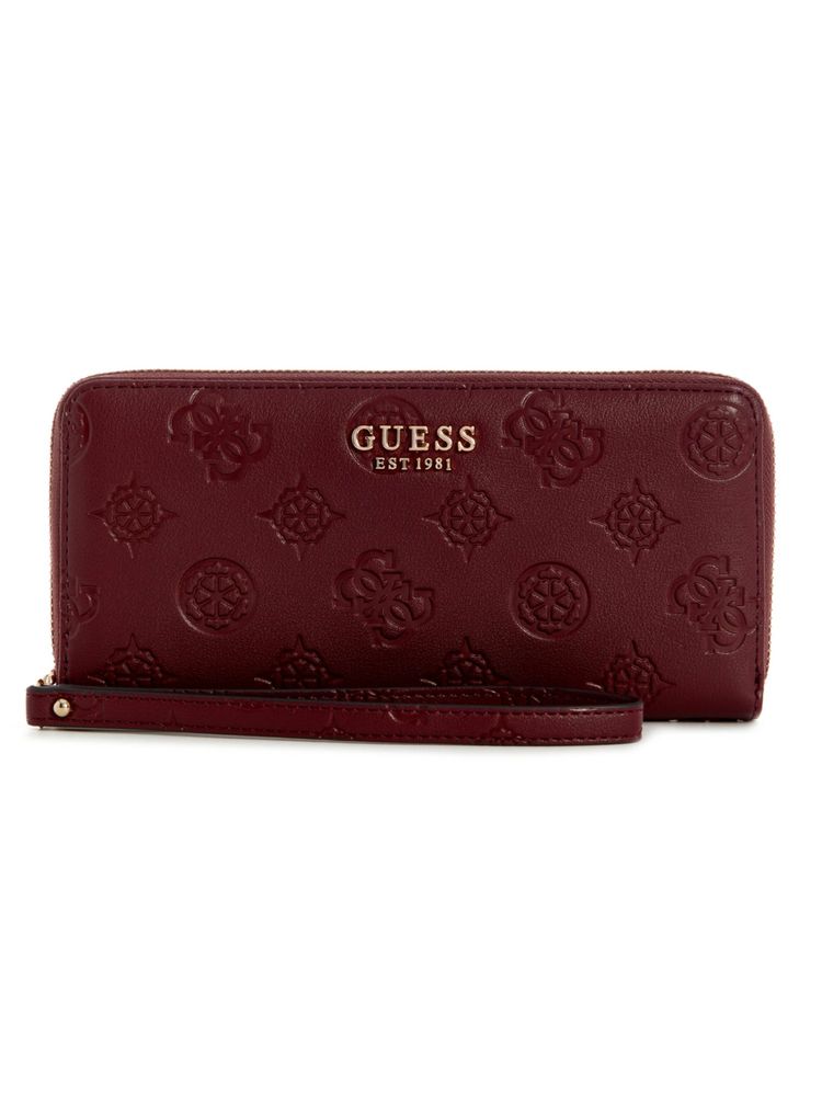 guess fashion Guess Wine Logo Embossed Monogram Laurel Large Zip Around Wallet-picture-20