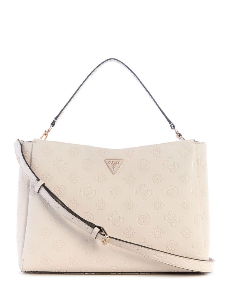 guess fashion Guess Stone Logo Embossed Monogram Tisha Large Girlfriend Satchel Bag with Detachable Strap-picture-21