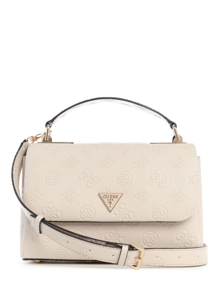 guess fashion Guess Stone Logo Embossed Monogram Tisha Top Handle Flap Satchel Bag-picture-22
