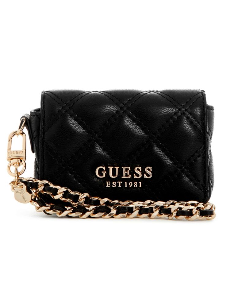 Guess Black Quilted Giully Micro Wallet-image-14