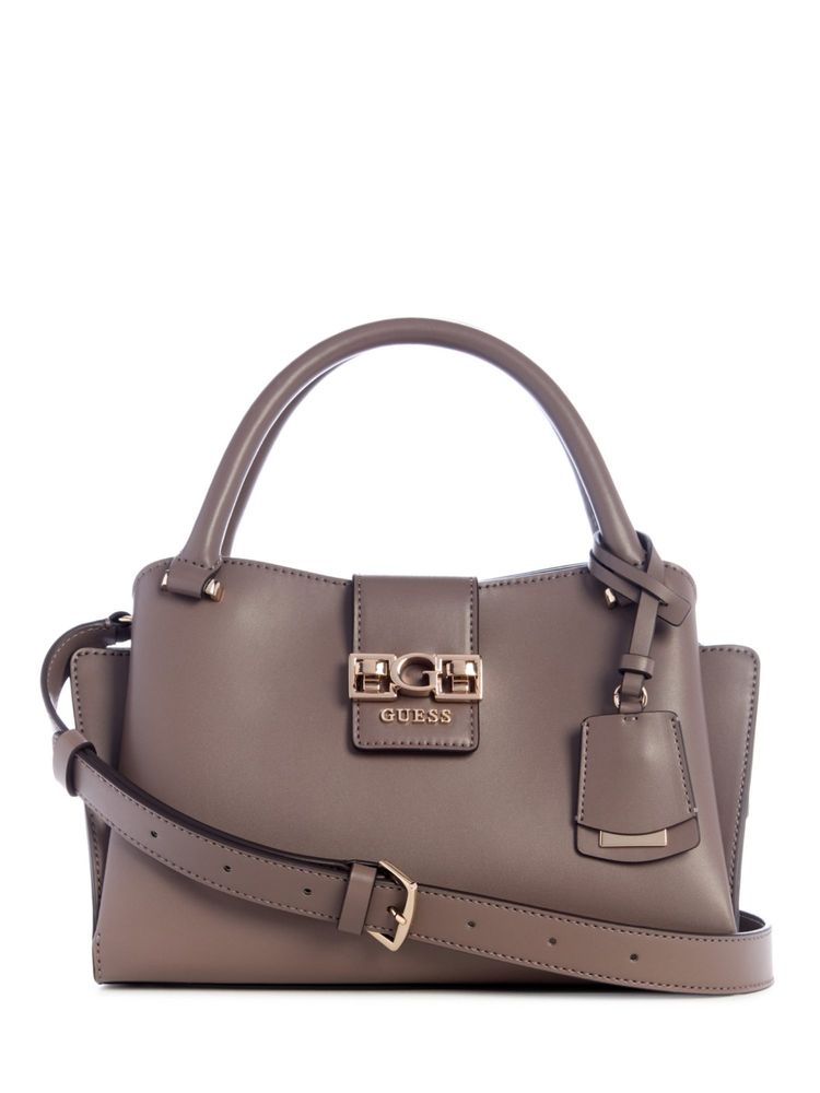 Guess Dark Taupe Solid Jane Small Satchel Bag-image-22