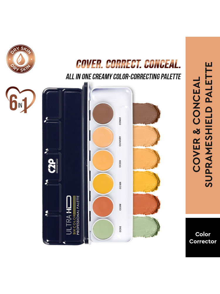 C2P Pro Ultra HD 6 Colors Correcting Concealer Foundation Supraemeshield Color Corrector Palette-picture-19