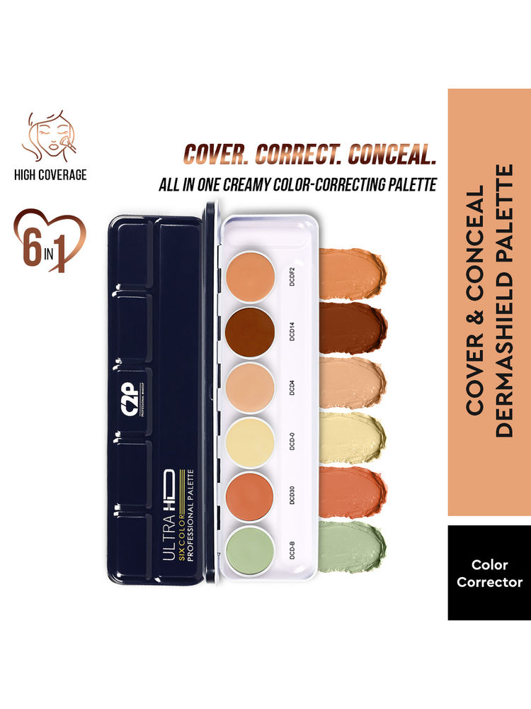 C2P Pro Ultra HD 6 in 1 Camouflage Color Corrector Foundation Dermashield Makeup Palette-picture-25