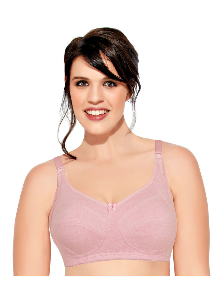Enamor MT02 Sectioned Lift & Support Nursing Bra - Non-Padded Wirefree High Coverage - Pink