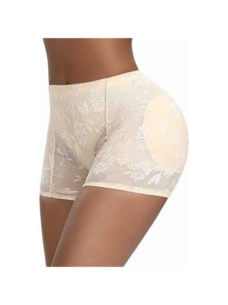 BRACHY Women Beige Padded Butt Lifter Shapewear Butt Hip Enhancer Shaper Boy Short Brief