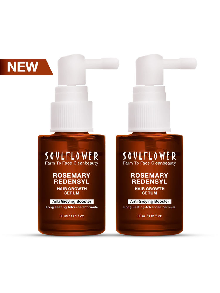 Soulflower Hair Growth Serum - Redensyl, Rosemary, Melanogray, Anti Greying Booster - Pack of 2