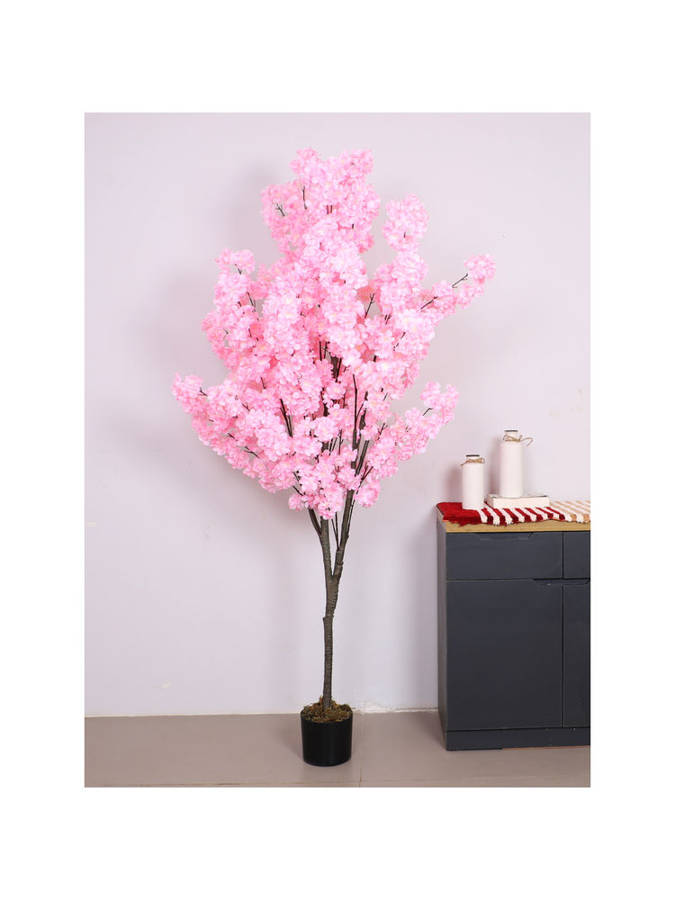 ARICK DECOR Artificial Pink Blossom Flowers Plant Tree with Pot (6 Feet)-image-30