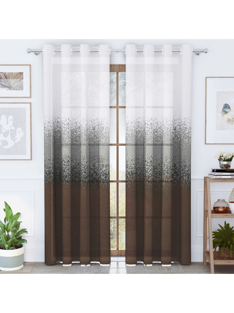 Story@Home Brown Pixel Polyester Door Curtain-image-4