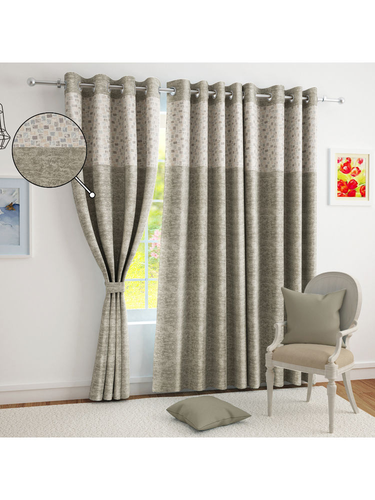 Story@Home Beige Geometric Polyester Window Curtain (5 Feet)-image-29