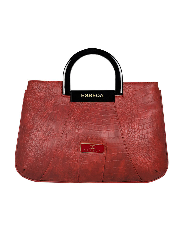 ESBEDA Blood Red Colour Croco Acrylic Handle handbag For Womens-picture-15