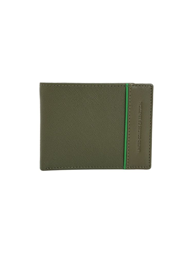 United Colors of Benetton Dewey Leather Textured Olive Wallet-image-1