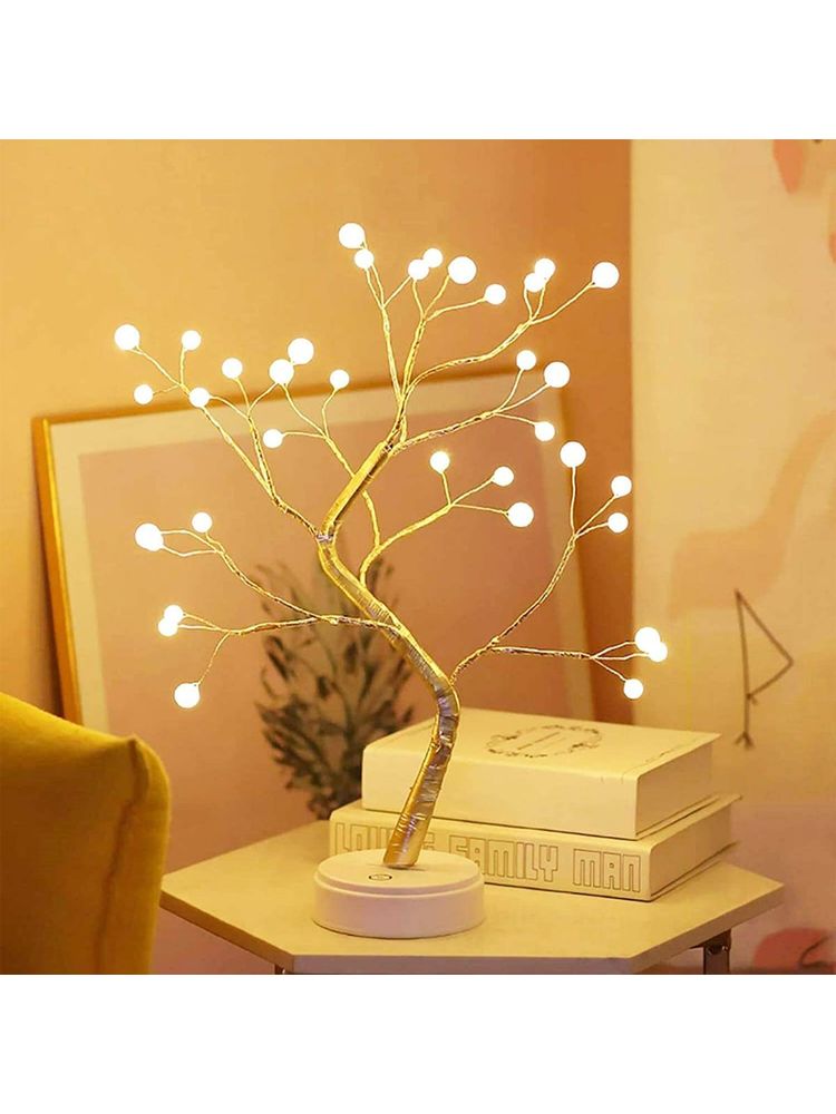 Awestuffs Led Tree Lamp DIY, Desk Table Decor 36 Pearls LED Lights Touch Switch for Home-image-2