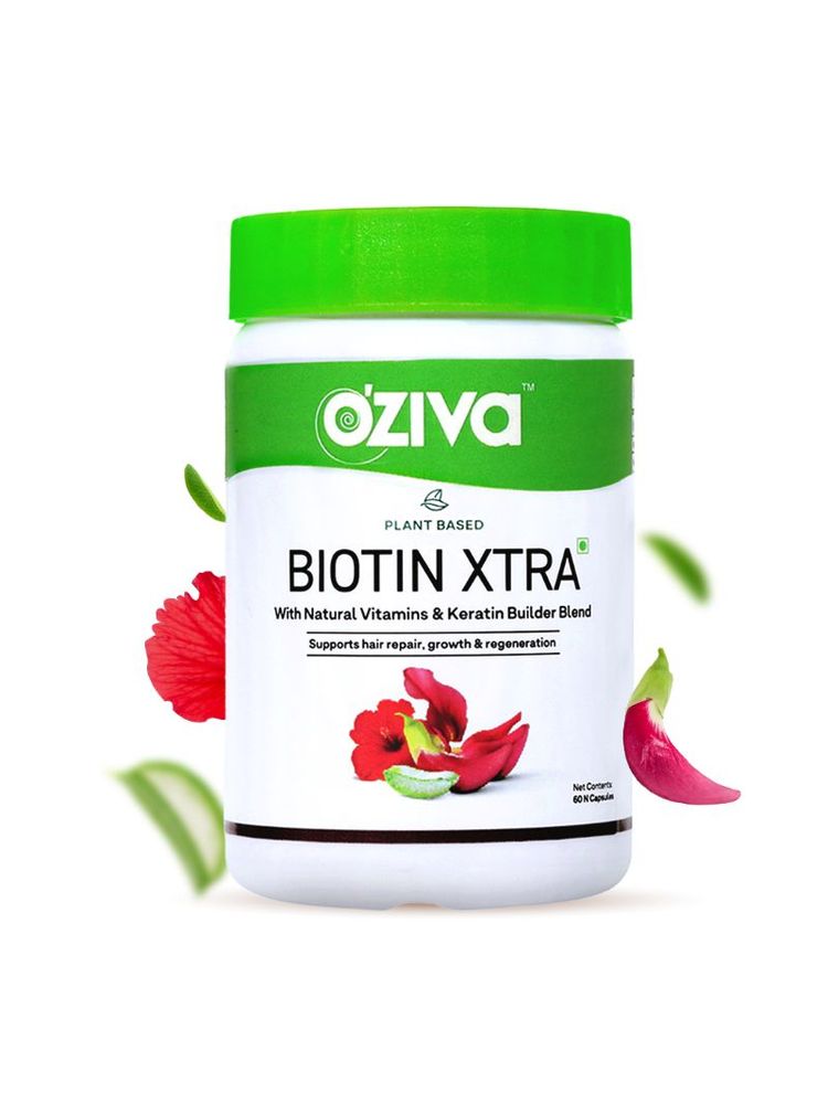 Oziva Plant Based Biotin Xtra Capsules (with Keratin Builder) For Hair Repair & Regeneration
