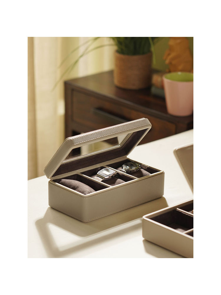 Pure Home + Living Beige 3 Part Faux Leather Watch Box-picture-24