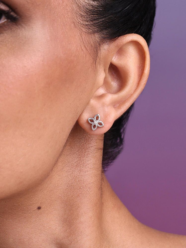 Shaya by CaratLane In Full Bloom Earrings In 925 Silver-image-48