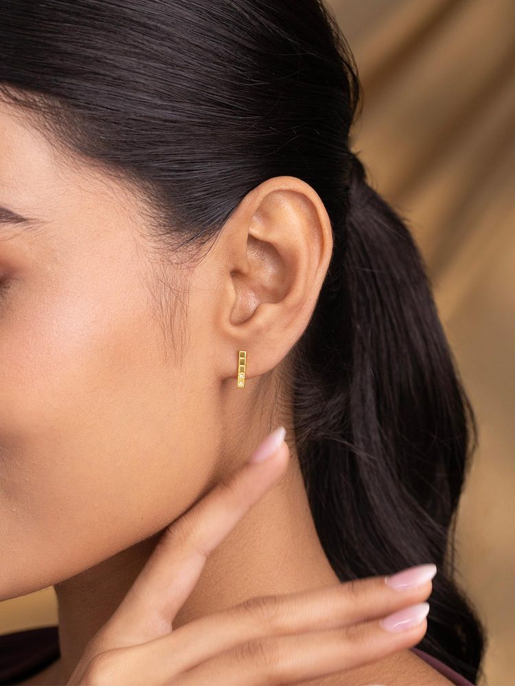 Shaya by CaratLane Mosaic Earrings In Gold-Plated 925 Silver-image-29
