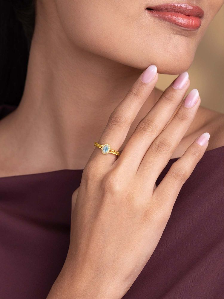 Shaya by CaratLane Glory Ring In Gold-Plated 925 Silver-image-8