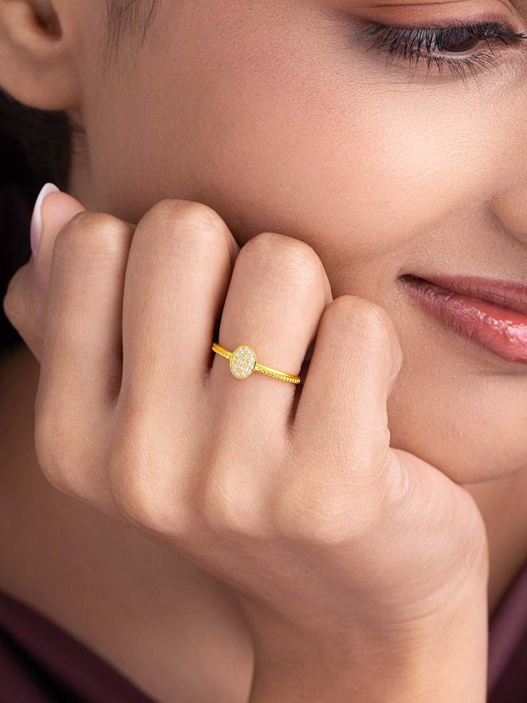 Shaya by CaratLane Gilded Shimmer Ring In Gold-Plated 925 Silver-image-16