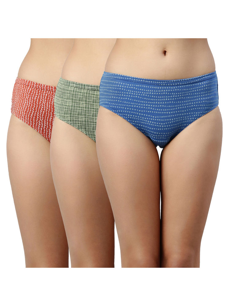 Enamor Womens Full Coverage & Mid Waist Antimicrobial, Hipster Panty - Multi-color