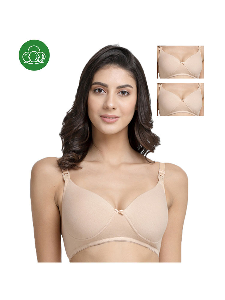 Inner Sense Organic Cotton Antimicrobial Nursing Bra Pack of 3 - Nude-picture-18