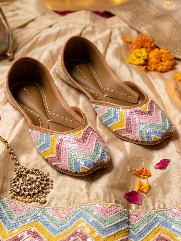 Devano Women Multi-Color Sequins Rangrez Juttis-image-13