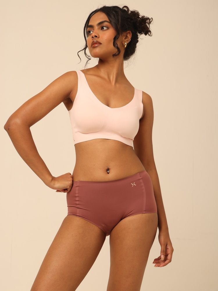 Krvvy Airsoft Women's Mauve High Coverage Seamless and Breathable Fit Boy Shorts-image-24