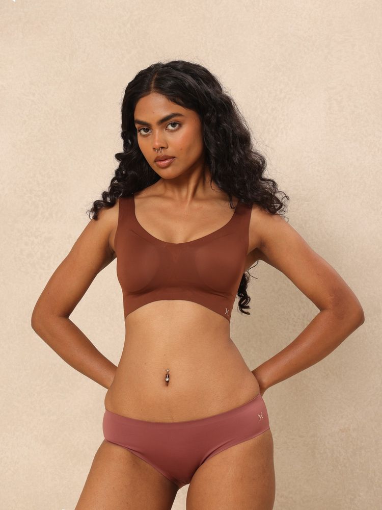 Krvvy Mauve Low Waist Seamless Mid Coverage Ventilation Holes Bikini Panty-picture-10
