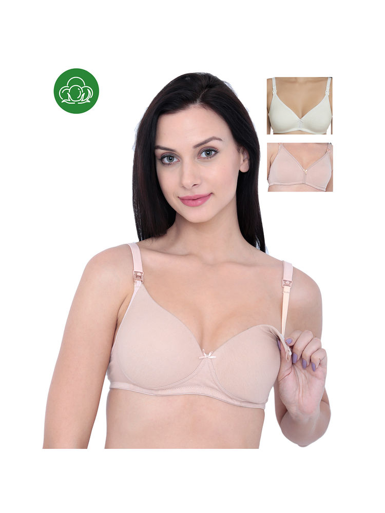 Inner Sense Organic Cotton Antimicrobial Nursing Bra Pack of 3 - Multi-Color-image-39