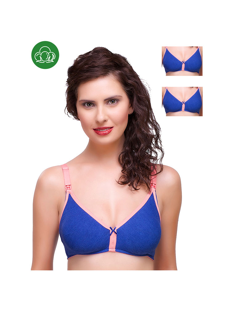 Inner Sense Organic Cotton Antimicrobial Nursing Bra Pack of 3 - Blue-picture-49
